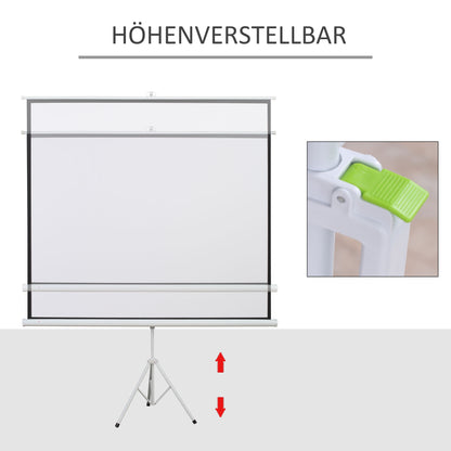 HOMCOM Projektionsleinwand im 4:3-Format, Kinoleinwand, Präsentationsfläche für Zuhause oder Büro, Weiß