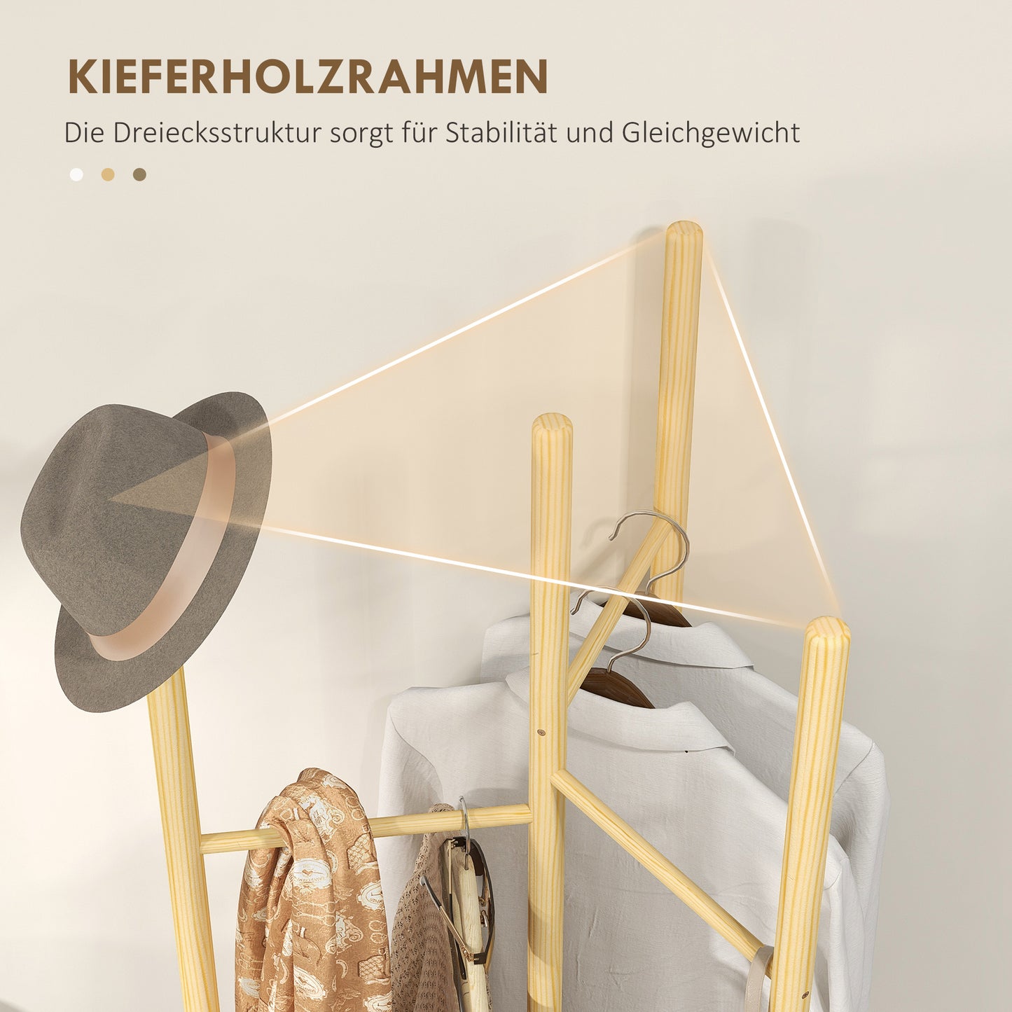 HOMCOM Kleiderständer، platzsparend، 5 كجم من القماش، 62x52,5x160 سم، طبيعي