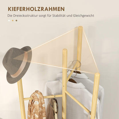 HOMCOM Kleiderständer، platzsparend، 5 كجم من القماش، 62x52,5x160 سم، طبيعي