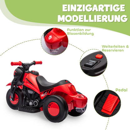 AIYAPLAY Kinder Electric Motorrad, 6V Kindermotorrad mit Musik, Blasen 2,5-3 km/h, for 2-5 Jahre Kinder