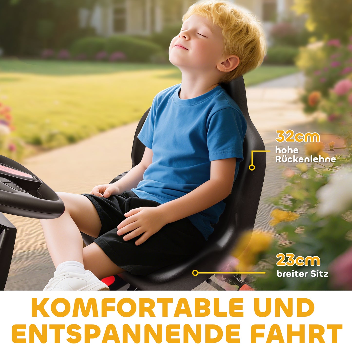 AIYAPLAY Gokart mit Pedalen, Tretauto für Kinder mit Bremse, rutschfeste Räder, Metallrahmen, 3-6 Jahre, Rot