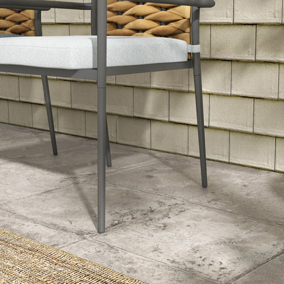 Outsunny Gartenstühle Outdoor-Stühle Terrassenstühle, wetterbeständig, modernes Design, 57 x 58 x 87cm, Grau