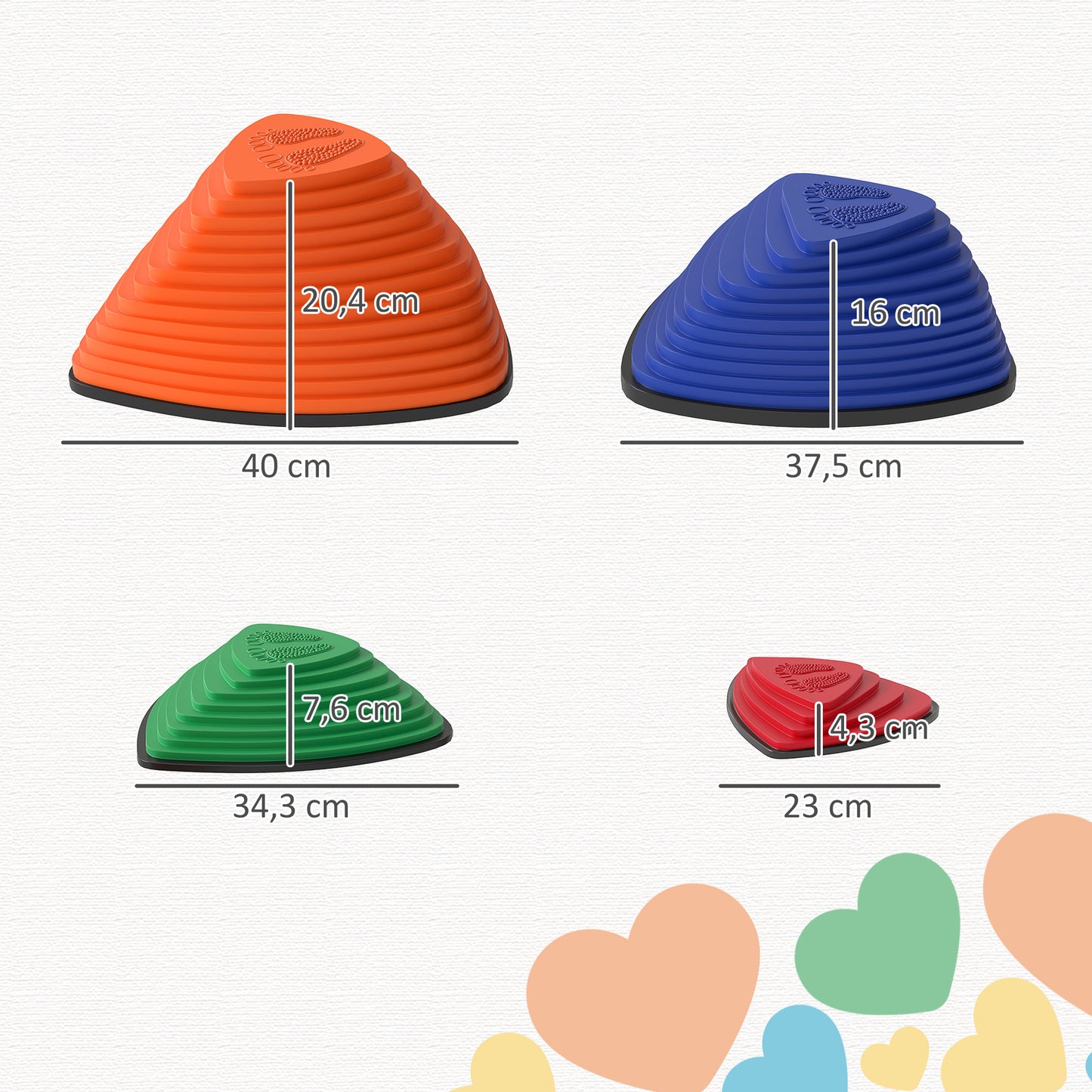 AIYAPLAY 9er-Set Trittsteine, rutschfestes Design, für drinnen & draußen, stapelbar, Bunt