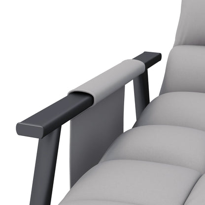 HOMCOM Schaukelstuhl, verstellbare Rückenlehne & Fußstütze, Seitentasche, Mikrofaserbezug, Metallrahmen, Grau