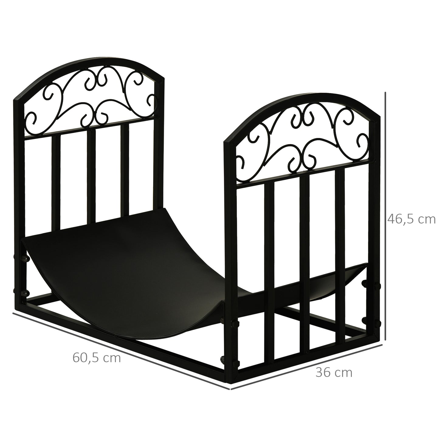 Outsunny Kaminholzregal Kaminholzständer Brennholzregal 60 كجم belastbar Feuerholzablage Kaminwerkzeug Metall Schwarz 60,5 x 36 x 46,5 سم