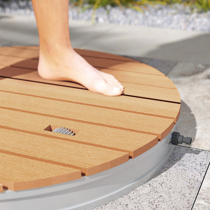 Outsunny Tragbares Außenduschen-Set mit anpassbarer Fontäne, Aluminiumbasis, UV- und Frost-resistent, Naturholzoptik