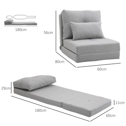 HOMCOM Bodensessel Klappmatratze Schlafmatte, 2-in-1-Design, abnehmbares Kissen, 60 x 80 x 56 cm, Grau