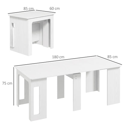 HOMCOM Esstisch, Klapptisch, ausziehbarer Küchentisch, Esszimmertisch, Spanplatten, 60-180 x 85 x 75 cm, Weiß