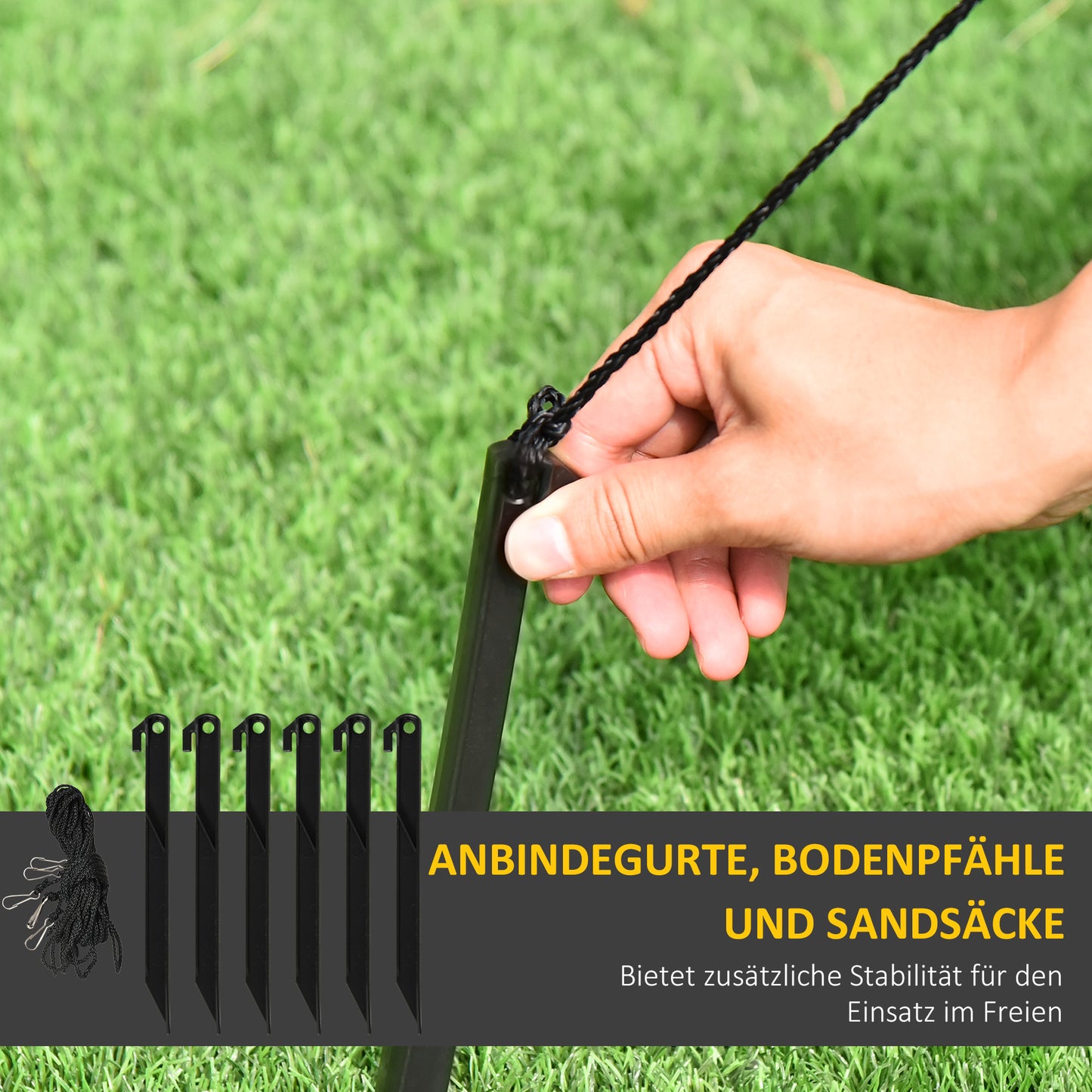 HOMCOM Aufblasbare Weihnachtsdeko, Weihnachtsmann mit Schlitten und Rentier, mit LED-Lichtern, für den Garten