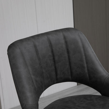 HOMCOM Barhocker 2er-Set, Lederoptik, drehbar, höhenverstellbar, Fußstütze, Metallrahmen, 47 x 52 x 87-109 cm, Grau