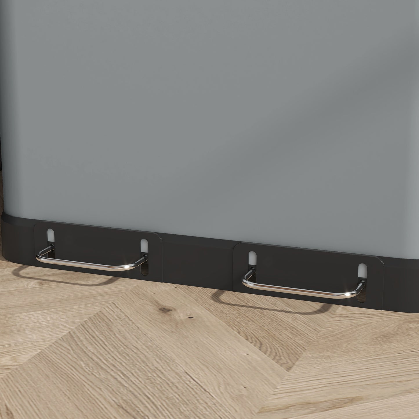 HOMCOM Doppelfach-Mülleimer, 2 x 30L, fingerabdruckresistent, Pedal, herausnehmbare Inneneimer, Grau