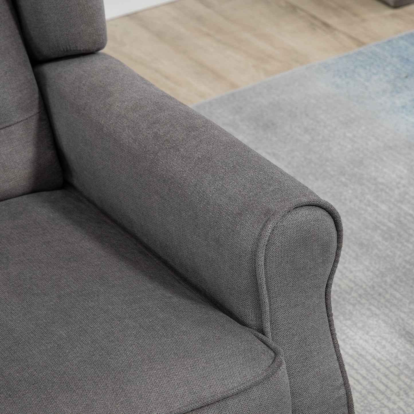 HOMCOM Ohrensessel im Vintage-Design, Lesesessel, Akzentsessel, Holzbeine, Knopfheftung, Grau + Schwarz