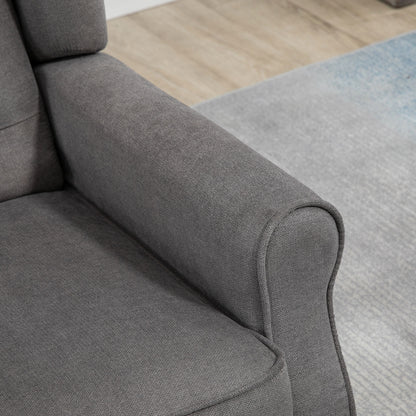 HOMCOM Ohrensessel im Vintage-Design, Lesesessel, Akzentsessel, Holzbeine, Knopfheftung, Grau + Schwarz