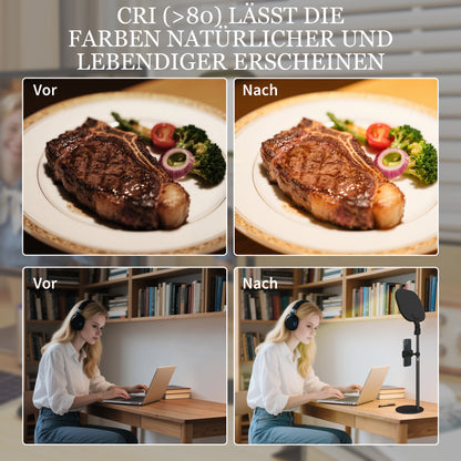 HOMCOM LED-Nachttischlampe, 10 Dimmstufen, 5 Farben, Speicherfunktion, Metall, Schwarz