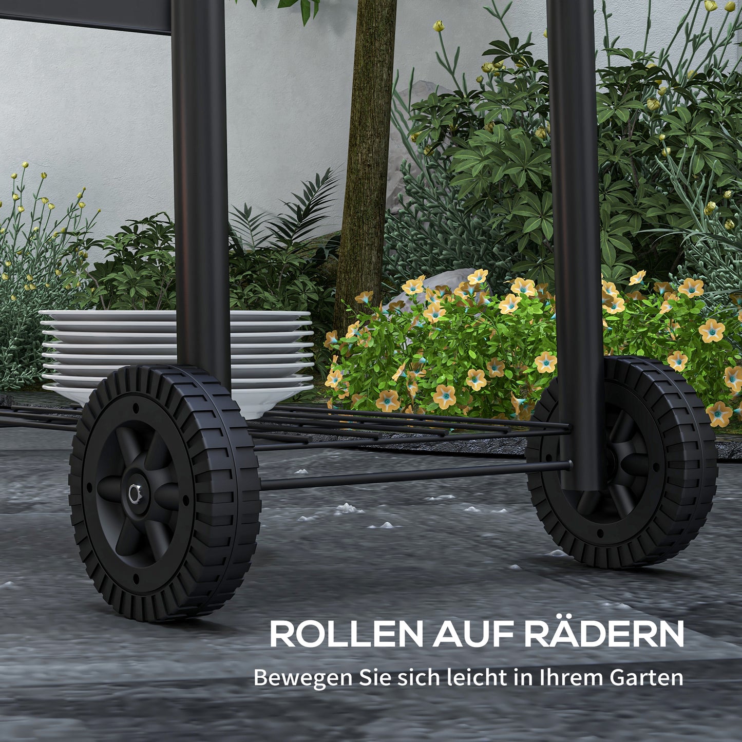 Outsunny Holzkohlegrill Smoker BBQ-Grill, 1 Ablage,inkl. Thermometer, 83 x 46.5 x 115 cm, Schwarz