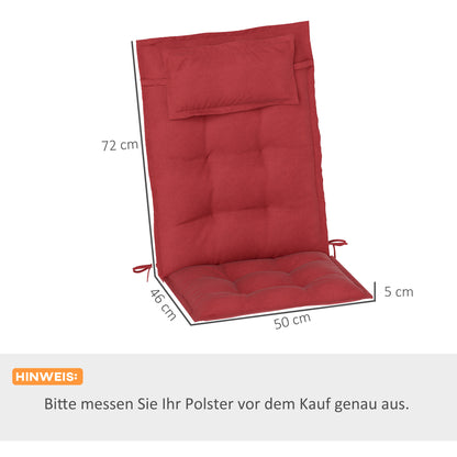 Outsunny 2er Set Auflage für Sonnenliege Wasserabweisend Liegenauflage für Gartenliege Polsterauflage 50x116x5 cm, Weinrot