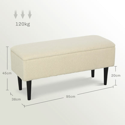 HOMCOM Sitzbank im Vintagedesign, Schuhbank, versteckter Stauraum, Kaschmir-Optik, Beige + Schwarz