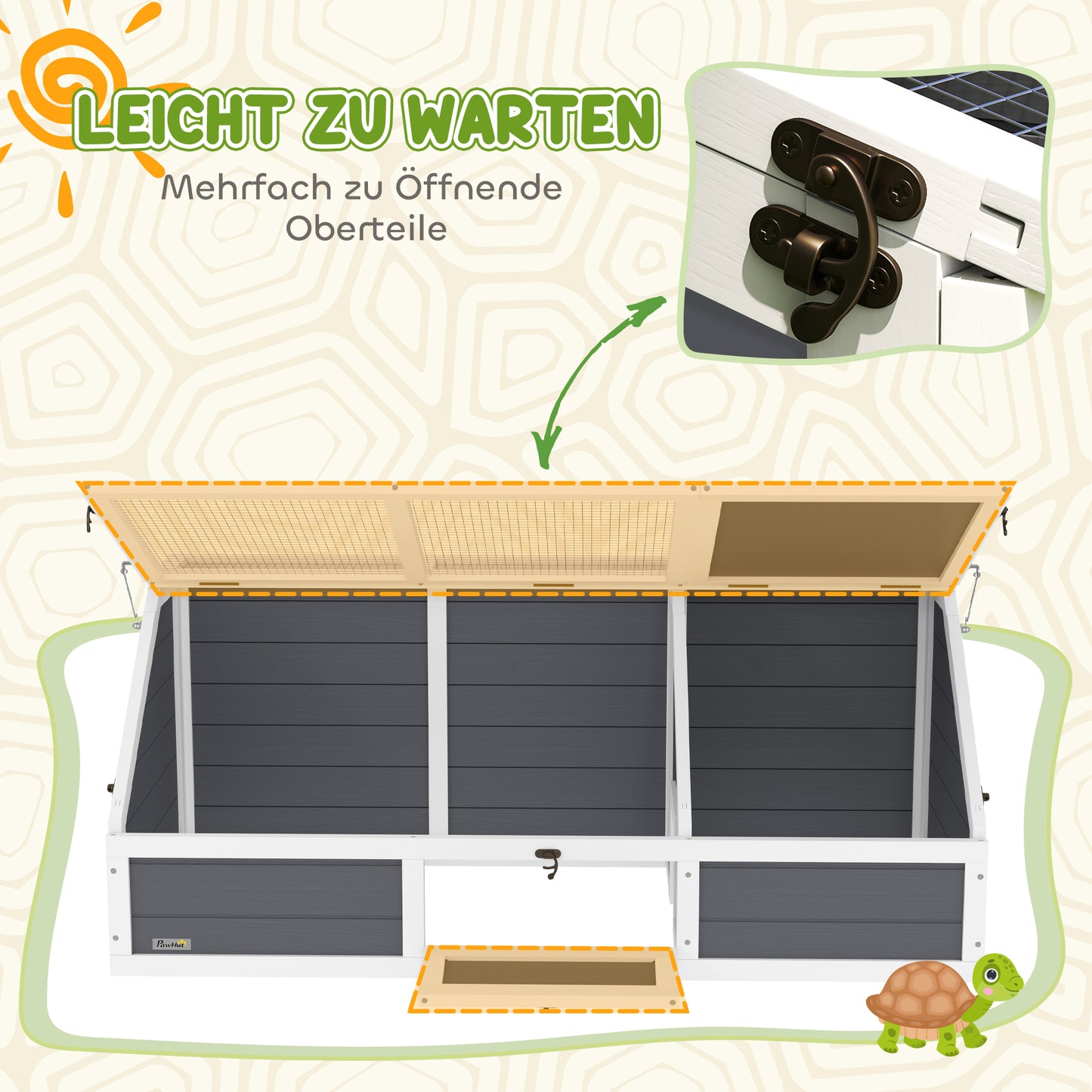 PawHut Schildkrötenbox, Outdoor Schildkrötengehege, bodenloses Design, leicht zu öffnen, Schildkrötenhaus, Hellgrau