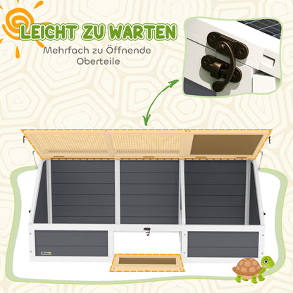 PawHut Schildkrötenbox, Outdoor Schildkrötengehege, bodenloses Design, leicht zu öffnen, Schildkrötenhaus, Hellgrau