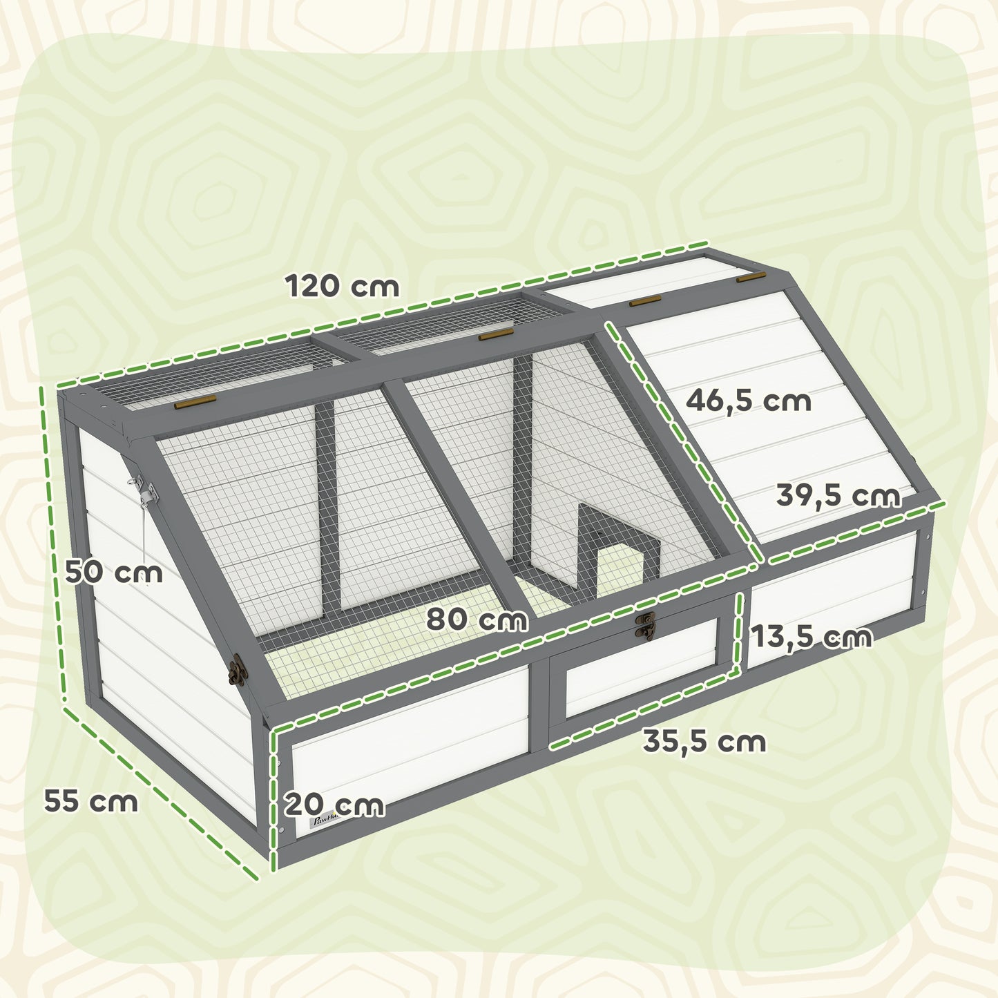 PawHut Schildkrötenbox, Outdoor Schildkrötengehege, bodenloses Design, leicht zu öffnen, Schildkrötenhaus, Weiß