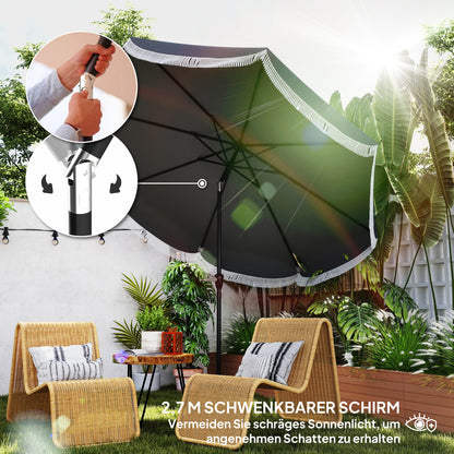 Outsunny Sonnenschirm Ø269 cm, UV Schutz Sonnenschirm achteckig Balkonschirm Sonnenschutz für Garten, Dunkelgrau
