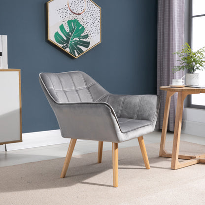 HOMCOM Relaxsessel Skandidesign Lesesessel Akzentsessel, Steppung, 67cm x 61,5cm x 71cm. Grau