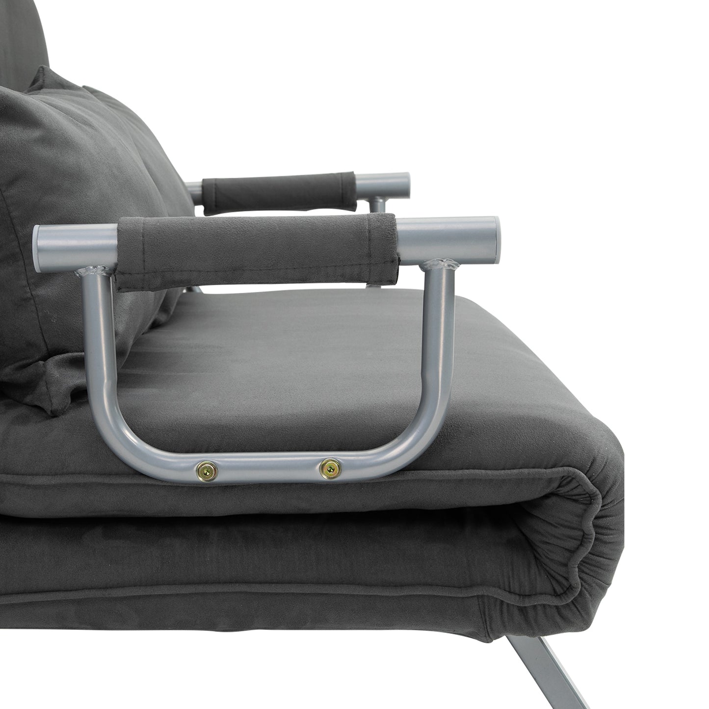 HOMCOM Schlafsofa Schlafcouch mit Verstellbarer Rückenlehne, Wurfkissen, Sofa mit Schlaffunktion, Samtoptik, Armlehne, Gästebett, Klappsessel für Wohnzimmer, Schlafzimmer, Grau