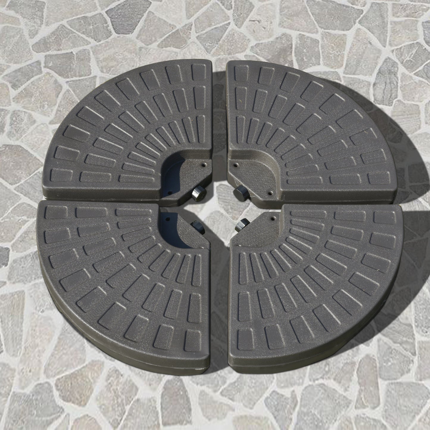 Outsunny Sonnenschirmständer 4-teilig, Schirmgewicht, Schirmständer, Bodenkreuz befüllbar mit Sand/Wasser bis 25/17 kg, Gewichte Sonnenschirmfuß HDPE Kaffee