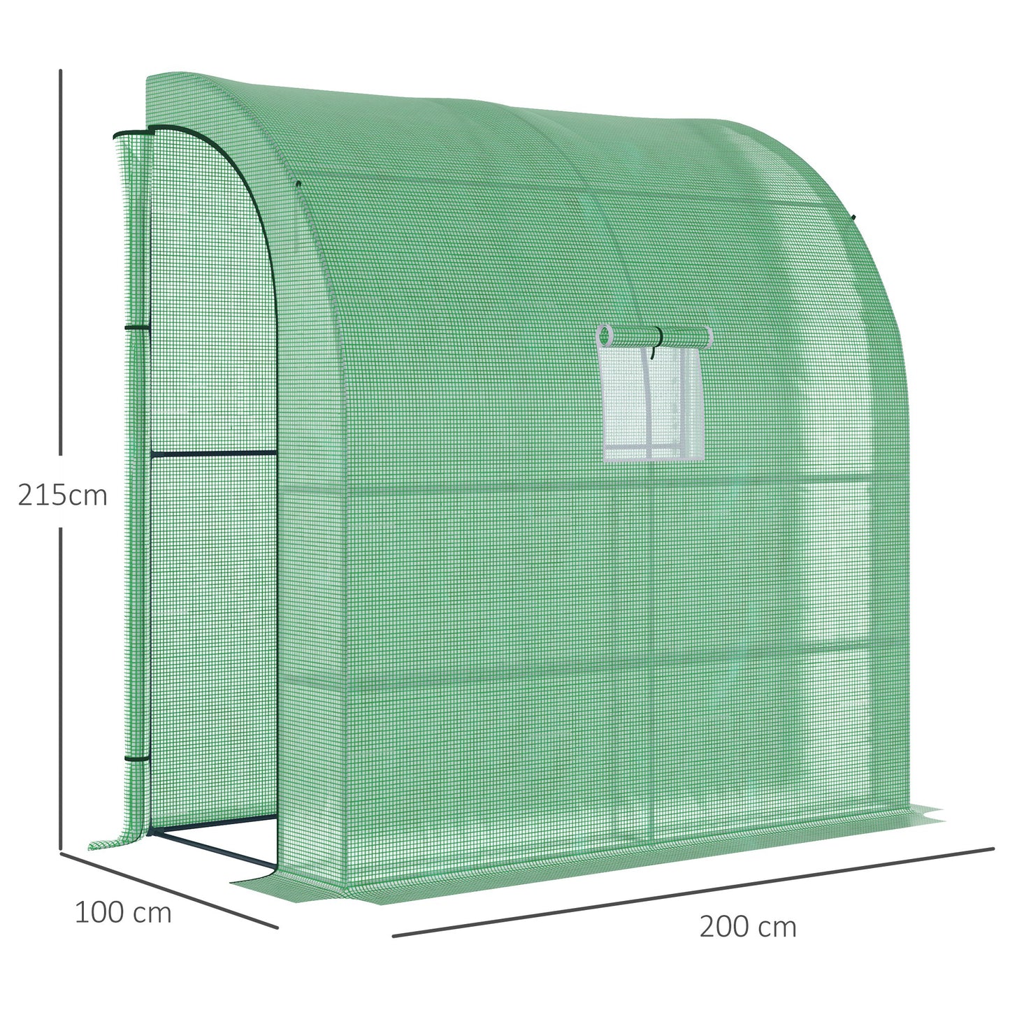 Outsunny Foliengewächshaus Tomatengewächshaus mit Mesh Fenster، Treibhaus mit aufrollbaren Türen، Anzuchthaus mit UV Schutz، Grün، 200 x 100 x 215 سم