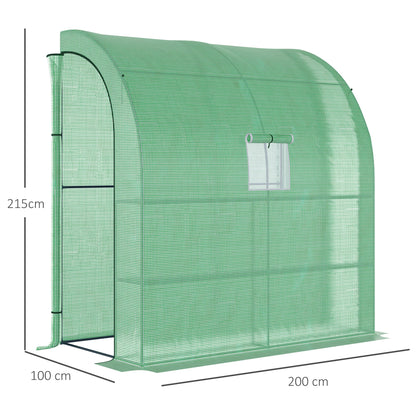 Outsunny Foliengewächshaus Tomatengewächshaus mit Mesh Fenster، Treibhaus mit aufrollbaren Türen، Anzuchthaus mit UV Schutz، Grün، 200 x 100 x 215 سم