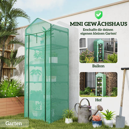 Outsunny Mini-Gewächshaus für Blumen oder Gemüse, Stahl, Kunststoff, 69L x 49B x 193H cm, Grün
