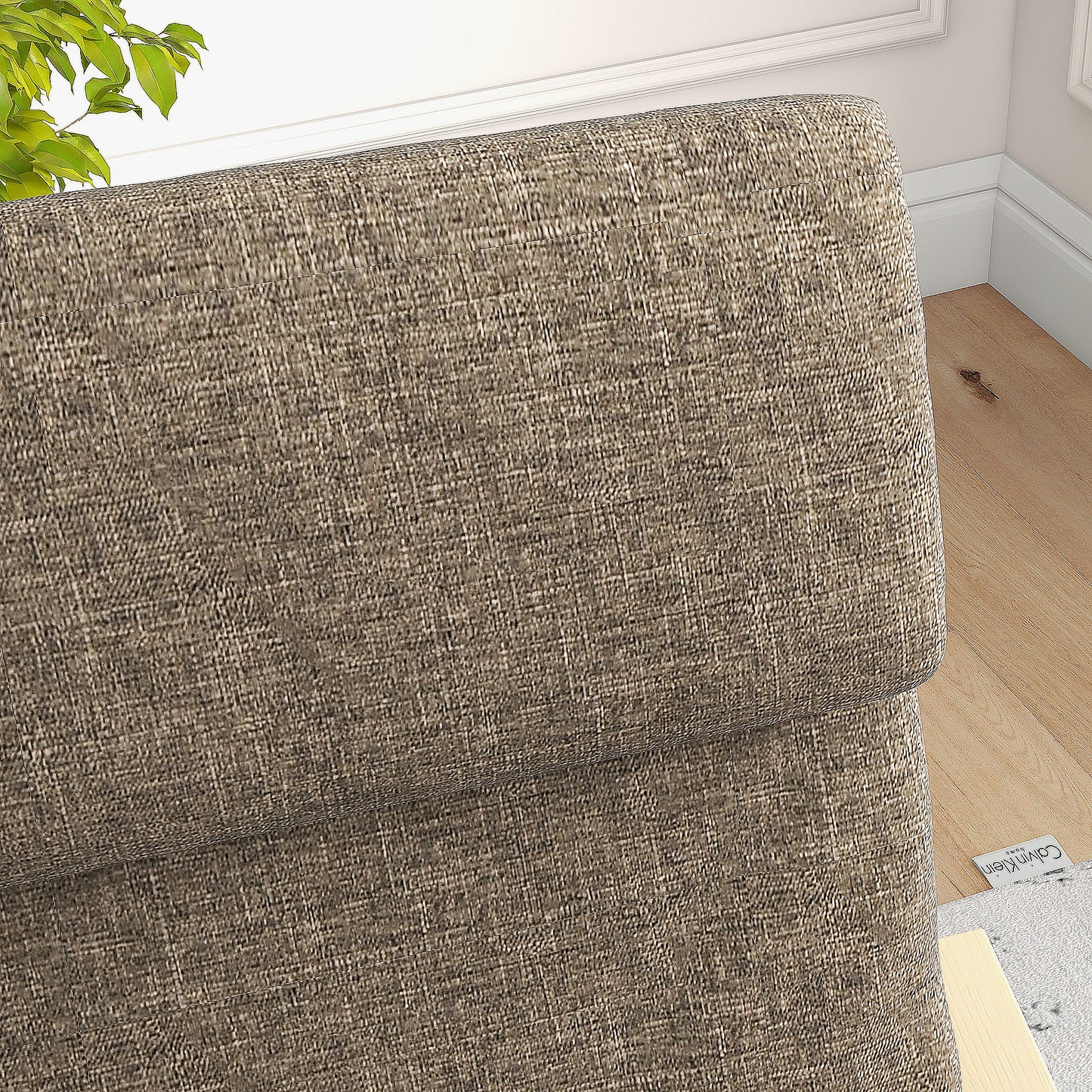 HOMCOM Sessel mit Kopfstütze und Armlehnen, Bezug in Leinenoptik, Holzgestell, Braun + Natur