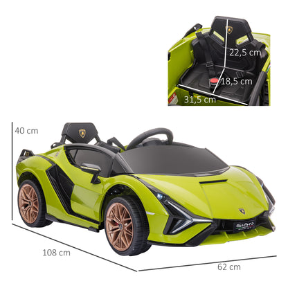 HOMCOM Kinder-Elektroauto, Lamborghini, 3-5 km/h, Fernsteuerung, für 3-5 Jahre, Grün