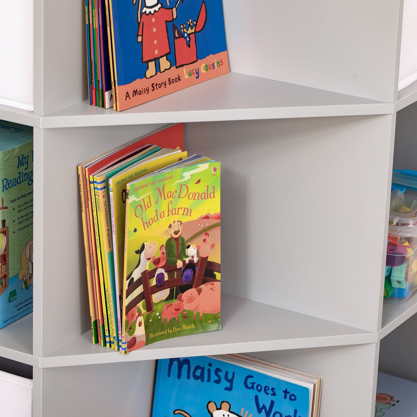 HOMCOM Aufbewahrungsregal für Kinder, 3 Vliesschubladen, MDF, kippsicher, Grau