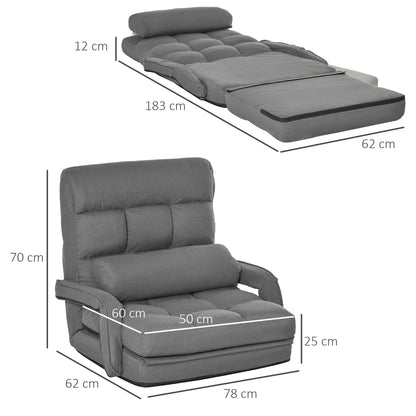 HOMCOM Schlafsessel, Polstersessel mit Bettfunktion, 5-fach verstellbar, Dunkelgrau