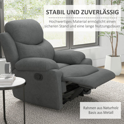 HOMCOM Relaxsessel Liegesessel Fernsehsessel، Liegefunktion Leinenoptik، 93 سم × 88 سم × 102 سم، غراو