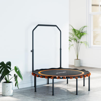 SPORTNOW Fitness-Trampolin mit verstellbarem Handlauf, Sport-Trampolin für drinnen und draußen, Stahl, Kunststoff, Orange