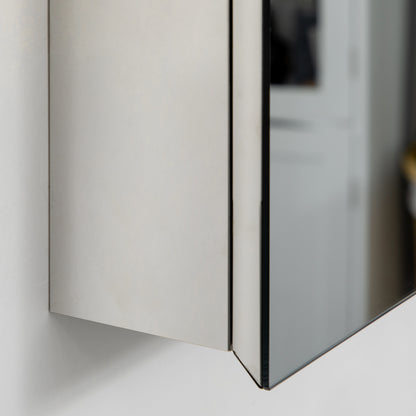kleankin Spiegelschrank, Badschrank, 2 Spiegeltüren, 3 Innenböden, Edelstahl, Farbe: Silber, 54 x 13 x 60 cm