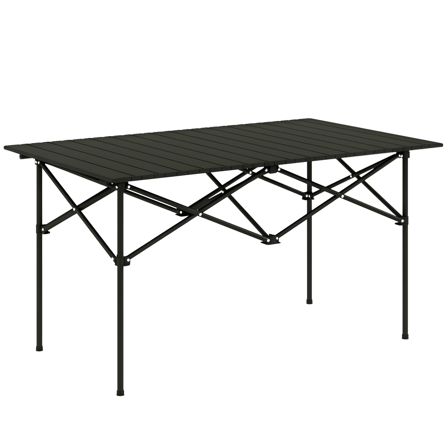 Outsunny Campingtisch Klapptisch mit Aufrollbare Tischplatte Gartentisch aus Aluminium 2 Personen 95 x 55cm Schwarz