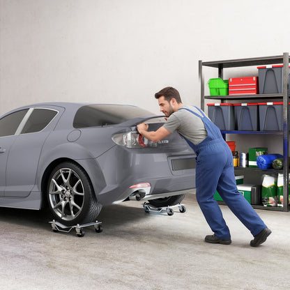 DURHAND Rangierheber 2 Stücke Rangierhilfe Reifenwechsel Wagenheber mit 4 Rollen für Auto PKW Grau 40,5L x 30B x 13,5H cm