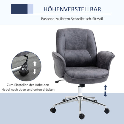 Vinsetto Bürostuhl, Schreibtischstuhl, höhenverstellbar, Wippfunktion, drehbar, Stahl, dunkelgrau, 67 x 69 x 102cm
