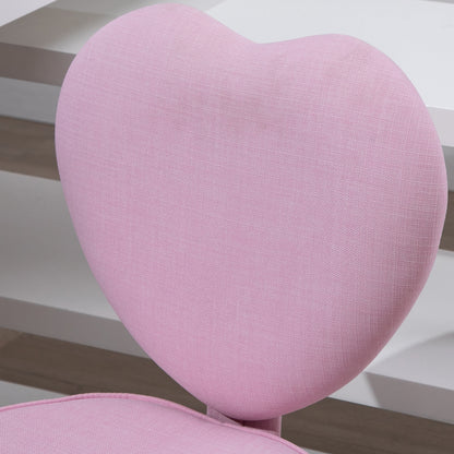 HOMCOM Drehstuhl, niedliches Herz-Design, höhenverstellbar, Stoffbezug in Leinenoptik, rosa, 42 x 50 x 79-89 cm