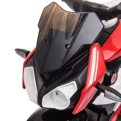HOMCOM Elektro-Kindermotorrad, Lichter & Geräusche, 3 km/h, wiederaufladbar, Kunststoff & Metall, Schwarz/Rot
