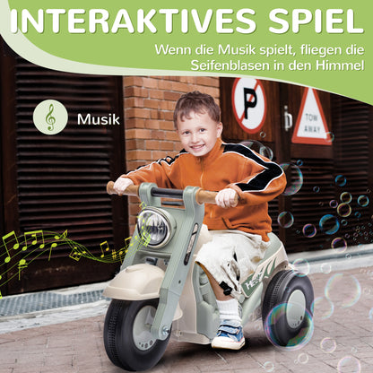 AIYAPLAY Rutschauto, Motorrad-Design, Musik und Seifenblasen, für 2-5 Jahre, Cremeweiß