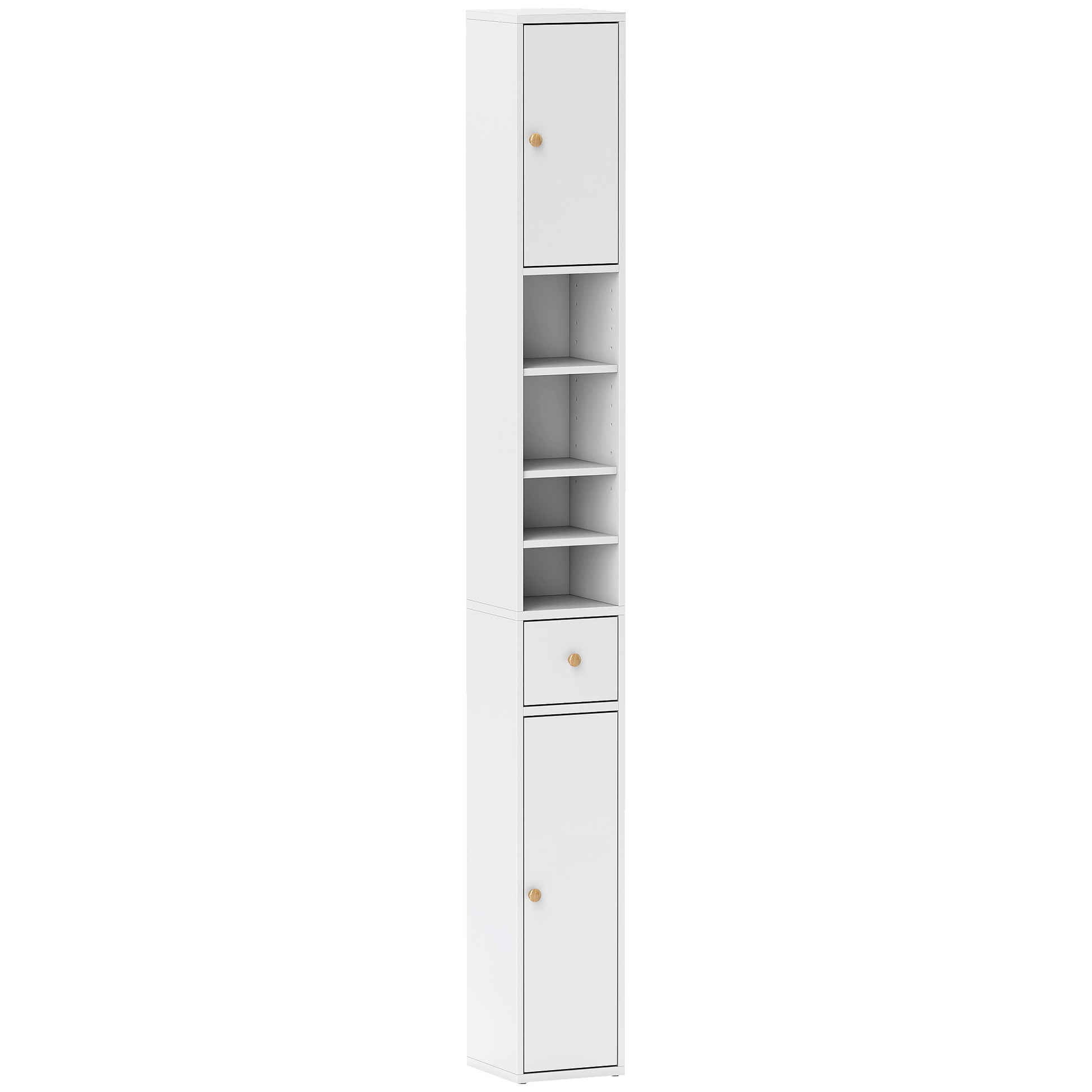 HOMCOM Badezimmerschrank, hoch und schlank, offene und geschlossene Bereiche, Weiß