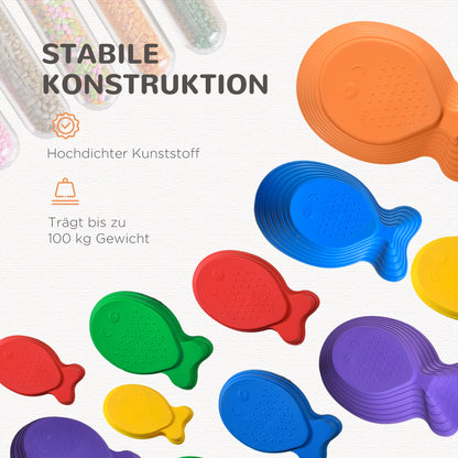Outsunny Balance-Steine, Trittsteine, 11 Stück, stapelbar, rutschfest, robust, für innen und außen, belastbar bis 100 kg