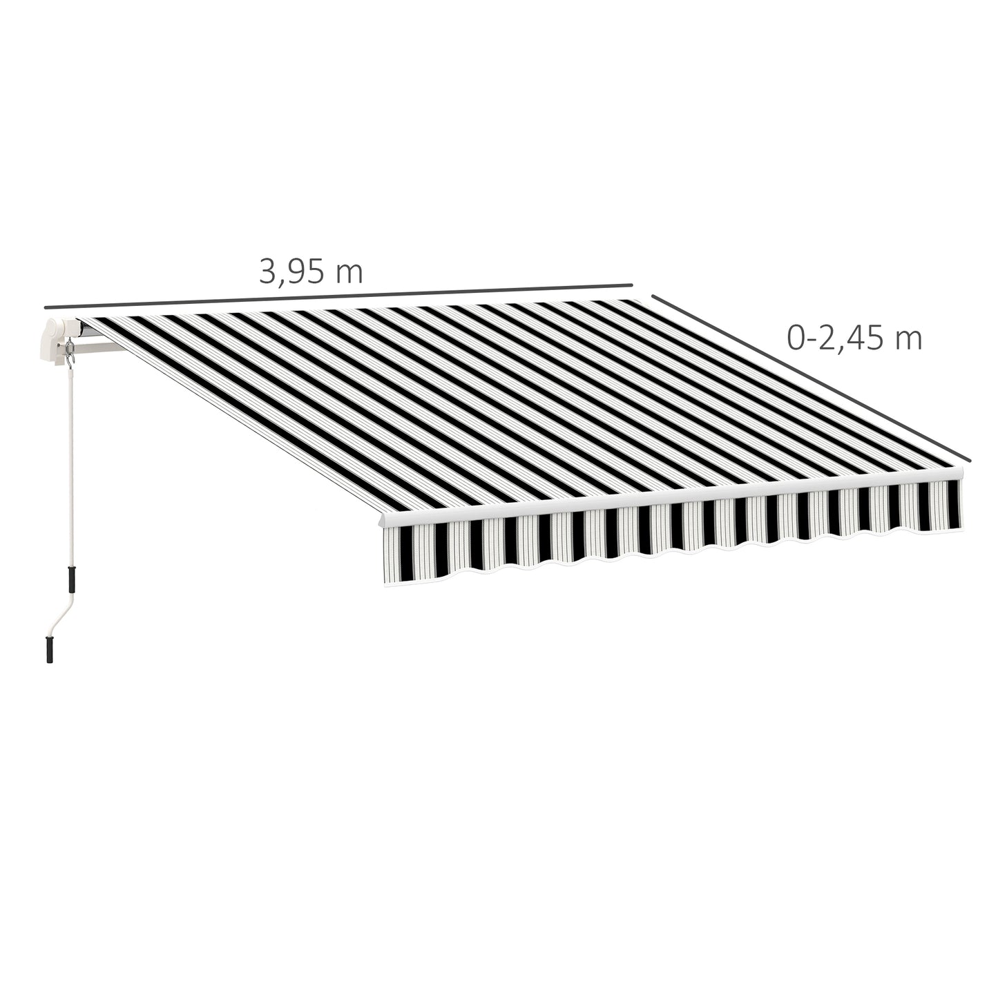 Outsunny Markise، Sonnenschutz، einfahrbar، mit Handkurbel، Metallrahmen، بوليستر، أزرق + فايس، 3,95 × 2,45 × 3,50 م