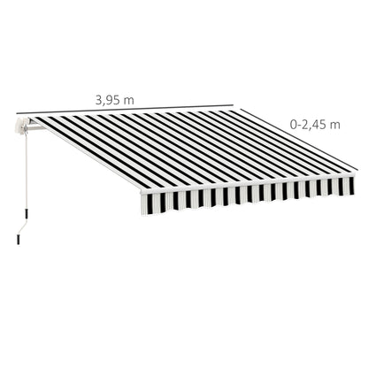 Outsunny Markise، Sonnenschutz، einfahrbar، mit Handkurbel، Metallrahmen، بوليستر، أزرق + فايس، 3,95 × 2,45 × 3,50 م