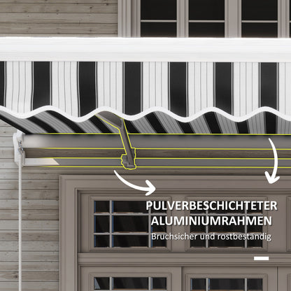 Outsunny Markise، Sonnenschutz، einfahrbar، mit Handkurbel، Metallrahmen، بوليستر، أزرق + فايس، 3,95 × 2,45 × 3,50 م