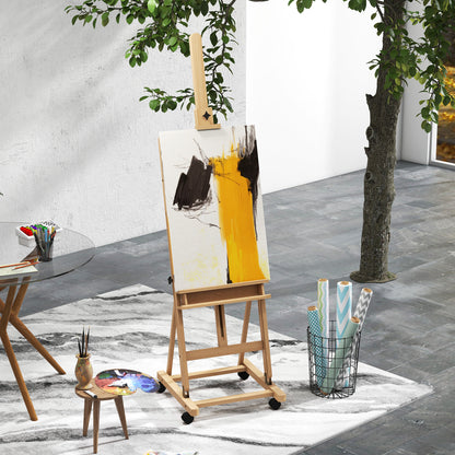 Vinsetto Staffelei, Künstlerstaffelei, Höhenverstellbar, 4 Rollen, Natur + Schwarz